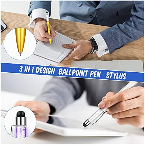 Stylus Ucu ile led ışık Kristal Kalem LED ışık ile Çok Fonksiyonlu Kapasitif Kalem Stylus Yenilik Kalem Metal Kristal Siyah Mürekkep