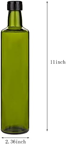 Suwimut 6 Paket Cam Zeytinyağı Şişesi, 17 oz Koyu Yeşil Yağ Sirke Şişe Kapağı, boş Zeytinyağı Sürahi Sürahi Mutfak (500 ml)