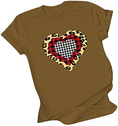 Kadınlar için kısa Kollu Gömlek sevgililer Kalp Baskı Tüm Sezon için Casual Crewneck T Shirt Bluz Tops