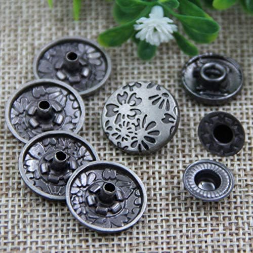 Mingchen 50 Parça Retro Çiçek Desen Metal Dekoratif Snaps Düğmeler Basın Çiviler Düğmeler Bağlantı Elemanları El Sanatları Zarif