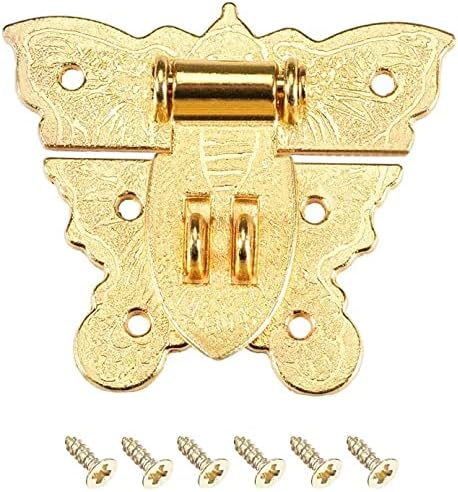 KFıdFran Ahşap Kasa Kutusu Kelebek Hasp 59x52mm Çinko Alaşım Antika Mandallar Altın, 2 Adet(Holzetui Kutusu Schmetterling Haspe