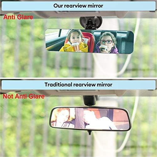 9.5 Çerçevesiz Parlama Önleyici Dikiz Aynası Vantuzlu, Evrensel İç Dikiz Aynası üzerinde Sopa Düz Geniş Açılı Mavi Ayna Ön Cama