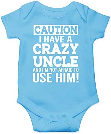 Dikkat Onu Kullanmaktan Korkmayan Çılgın bir Amcam Var-Benzersiz Bebek Hediyesi-Sevimli Bebek Tek Parça Bebek Bodysuit