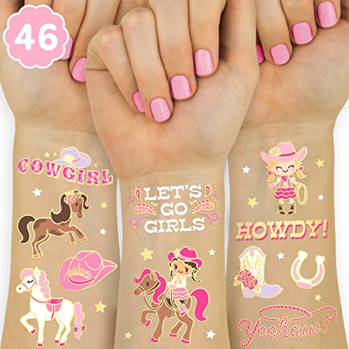 xo, Fetti Cowgirl Geçici Dövmeler Süslemeleri-46 Glitter Stilleri / At Doğum Günü Parti Malzemeleri, Rodeo Iyilik, Yeehaw, Çizmeler