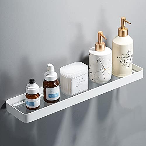 banyo rafı Cam duş rafı duvara monte banyo rafları yapıştırıcı Banyo için Sondaj pas yok banyo-Beyaz a_55cm