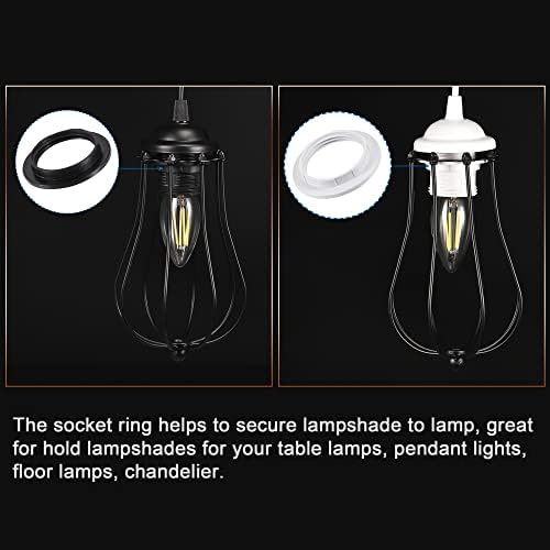 MECCANIXITY E26 / E27 ışık soket yüzükler lamba gölge tutucu adaptör halkası Değiştirme için ışık Fikstür, siyah beyaz 8 Paketi
