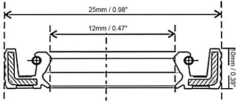KFidFran Yağ Keçesi, TC 12mm x 25mm x 10mm, Nitril Kauçuk Kapak Çift Dudaklı (Wellendichtring, TC 12 mm x 25 mm x 10 mm, Nitrilgummi-Abdeckung