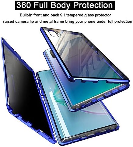 Manyetik Kılıf için Galaxy Note10 Kılıf ile gizlilik Ekran Koruyucu Çift Taraflı Temperli Cam Metal Tampon 360 Tam Vücut Koruma