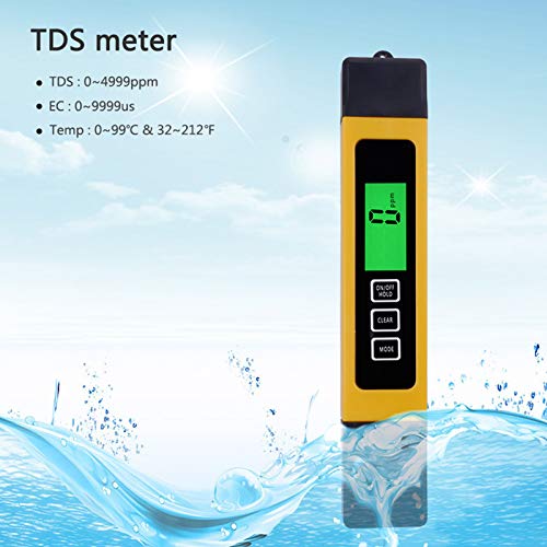 Taşınabilir TDS / EC Test Cihazı 0‑4999ppm Kalite Ölçer Test Cihazı İçme Suyu, Akvaryumlar ve Daha Fazlası için Otomatik Kalibrasyon