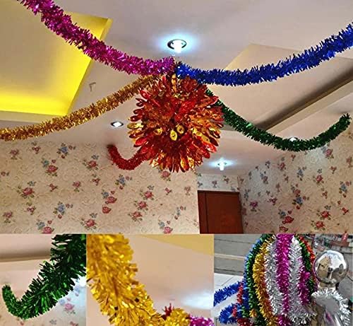 7 renkler 55 Ayaklar Noel Folyo Tinsel Çelenk Dekorasyon Tatil Ofis Noel Ağacı Süslemeleri Düğün Doğum Günü Partisi için