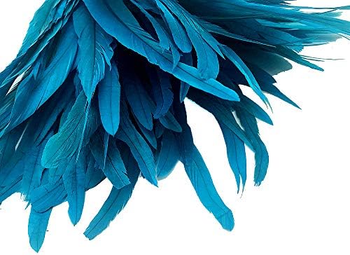 2.5 İnç Şerit-16-18 Turkuaz Mavi Strung Bleach & Boyalı Horoz Coque Kuyruk Tüyleri Kostüm Zanaat Kaynağı / Mehtap Tüy