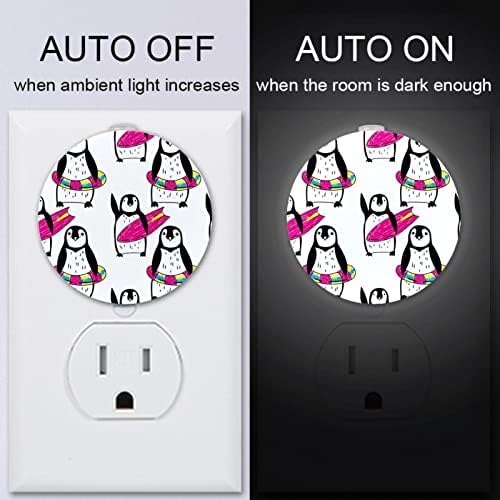 2 Paket Plug-in Gece Lambası LED Gece Lambası Sevimli Penguen ile alacakaranlıktan şafağa Sensörü için Çocuk Odası, kreş, mutfak,