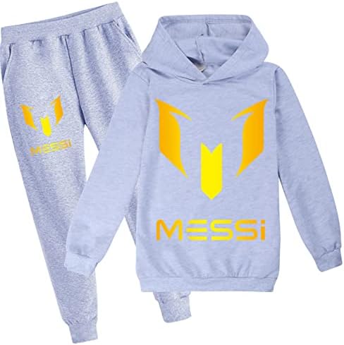 Samaoni Çocuklar Messi Kazak Hoodie + Sweatpants Setleri Rahat Erkek Kız Güz Gevşek Kıyafet ıçin Hood ıle