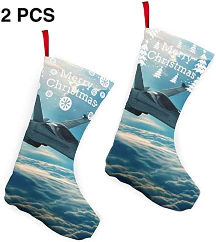 GLRTORE Uçak Savaş Jetleri Noel Çorap 2 Paket 10 İnç, noel Çorap Noel Ağacı Şömine Asılı Çorap Noel Şeker Mevcut Çanta için Aile
