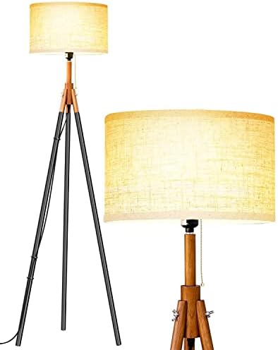 Tripod zemin lambası oturma Odası için 61 Uzun boylu ayakta lamba, orta yüzyıl Modern Tasarım Keten Abajur Metal bacaklar ile,