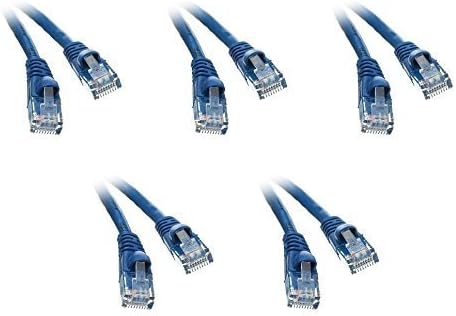 eDragon 5'li Paket, Cat5e Mavi Ethernet Patch Kablo, Takılmayan / Kalıplı Çizme, 20 Fit
