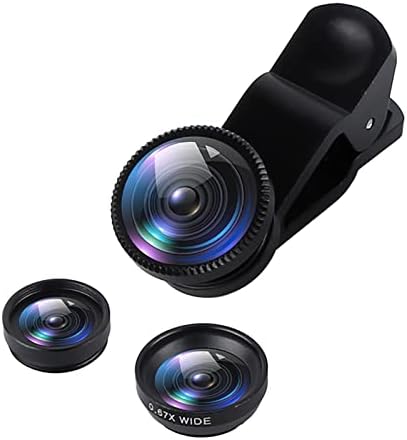 Telefon Lens, 3 in 1 Klip 180 Derece Balık Gözü Lens + 0.65 X Geniş Açı + 10X Makro Lens, evrensel HD Kamera Lens Kiti için Cep