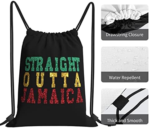 İpli sırt çantası düz Outta Jamaika Reggae dize çanta Sackpack spor salonu alışveriş spor Yoga için