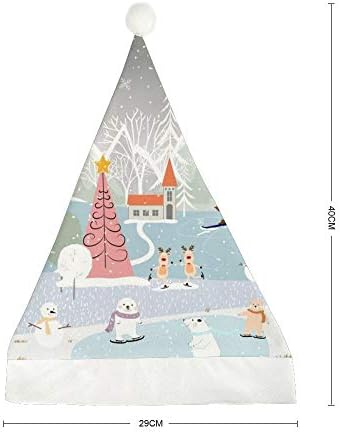 GORYJ Noel Şapka Kısa Peluş Kış Manzara Haritası Yumuşak Rahat Santa Şapka Tatil Parti Elbise için Uygun 22.8x15. 7 inç