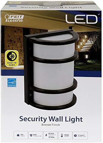 Feıt Elektrik-Alacakaranlıktan Şafağa LED Bronz Yarım Ay Güvenlik Dış Duvar Lambası, 5000K (73702)