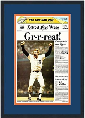 Çerçeveli Detroit Free Press Grrreat Tigers 1984 Dünya Serisi Şampiyonlar 17x27 Beyzbol Gazete Kapak Fotoğrafı Profesyonelce