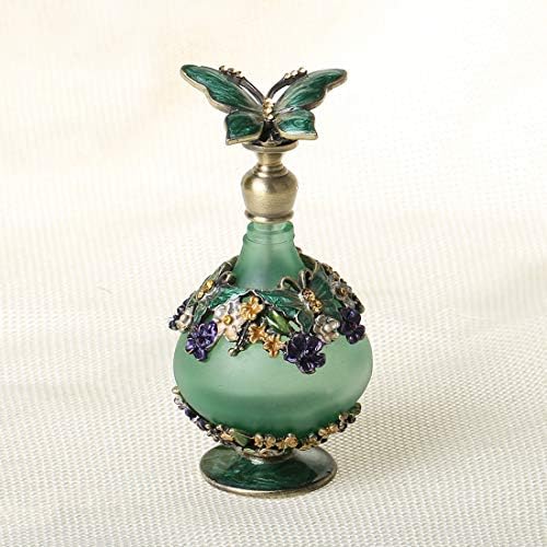 YU FENG Kelebek Dekoratif Cam Parfüm Şişesi Boş Vintage Mücevherli Emaye Kristal Parfüm Tutucu Konteyner Koku Şişeleri Doldurulabilir