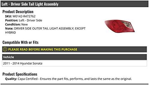 Sol Sürücü Tarafı Dış Kuyruk ışık Meclisi-2011-2014 Hyundai Sonata ile uyumlu (Hibrid Modeller Hariç)