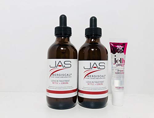 JAS Emergiscal Saç Dökülmesini Önleme Tedavide Bırakın Isırgan Otu + Ginseng 4 Oz (2'li Paket) Free RK Jelly Lippie Gloss