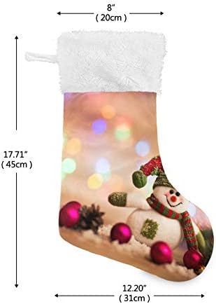 YUEND Merry Christmas ışıkları kardan adam Sevimli 1 parça ile beyaz peluş Trim Noel Stocking kitleri klasik Kişiselleştirilmiş