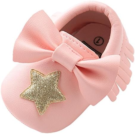 KONFA Yürüyor Bebek Bebek Kız Sequins Yıldız Püsküller Ayakkabı, 0-18 Ay için, Küçük Prenses Flats Ayakkabı