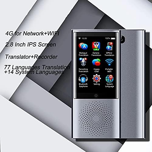TWDYC Ses Fotoğraf Anında Çevirmen 4G WiFi 8 GB Bellek 2.8 Dokunmatik Ekran 2080 mAh 77 Diller Seyahat Iş Çeviri (Renk: Gri)