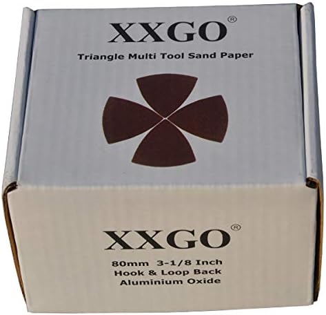 XXGO Üçgen Salınımlı Çok Aracı Zımpara Pedleri 3-1/8 İnç 80mm Çeşitli Kum 60/80/100/120/240 Irmik Paketi 55 Adet No.XG5501