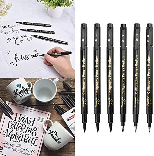 Esquirla 6 adet/9 adet kaligrafi kalemi Siyah Kalem El Yazı Kalemler Yazı, Yeni Başlayanlar Yazma, Suluboya Çizimler, Hediye