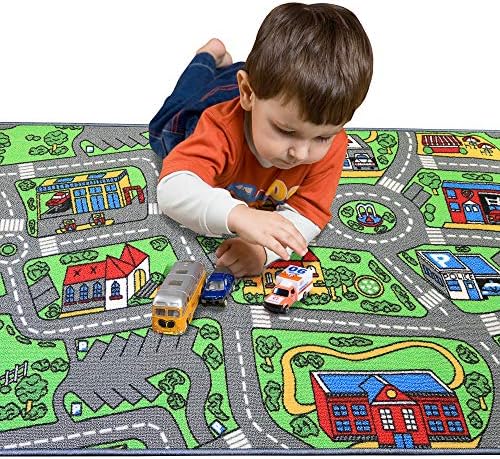 Click N ' Play Kids Rug-Çocuklar, Bebekler ve Çocuklar için Araba Halısı Oyun Matı-Arabalar ve Oyuncaklarla Oynamak için Şehir