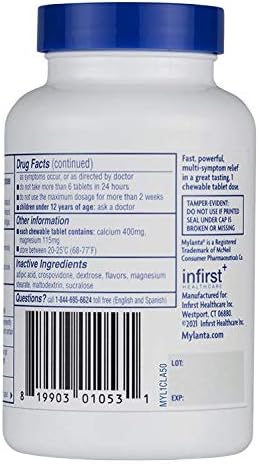 Mylanta One Tek Doz Çiğnenebilir Antasit / Antigas Tabletleri, Berry Zencefil Aroması, Pembe, 50 Sayım