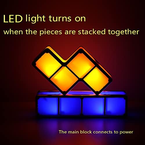 AVEKİ Tangram Istiflenebilir Gece Lambası, LED 7 Renk Indüksiyon Birbirine Masa Lambası 4D DIY Sihirli Bloklar Bulmacalar Lamba