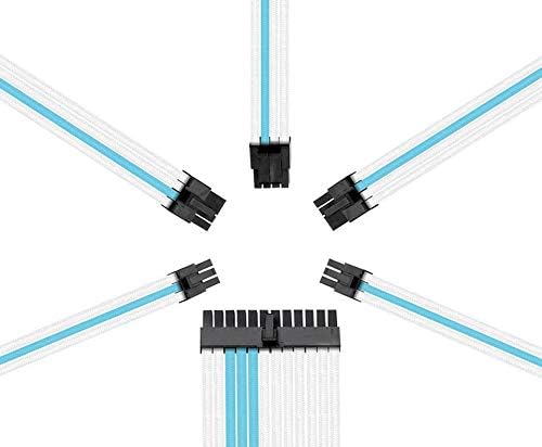 Reaper Kablo Kollu PSU Uzatma Seti-Güç Kaynağı Uzantıları-1x24 Pin / 2X8 Pin/ 2X6 Pin/ 1x4 + 4 Pin-Taraklı -30 cm (Beyaz ve Aqua