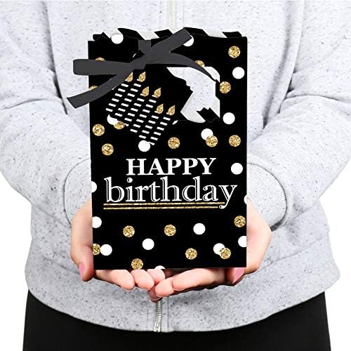 Büyük Nokta Mutluluk Yetişkin Mutlu Yıllar-Altın-Doğum Günü Partisi İyilik Kutuları-12 Set