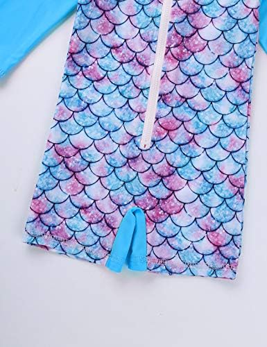 MSemis Bebek Kız Mermaid Ölçekli Fermuar Döküntü Guard Shorty Mayo Tek Parça Sunsuit Beachwear