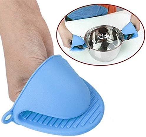 Colorido 1 Adet ısıya dayanıklı silikon fırın eldiveni kaymaz Pot kase tutucu klip Potholder mavi