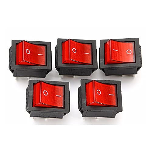 5 adet 2 Pozisyon Kırmızı ışık Rocker Anahtarı 16A / 250 V KCD4-20 4 Pin ON / Off Geçiş Anahtarları 35x25. 5x10mm