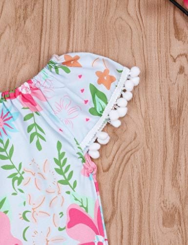 Bebek yürümeye başlayan çocuk kız giysileri bebek yaz çiçek kıyafeti fırfır kollu T-Shirt Bloomer şort ile…