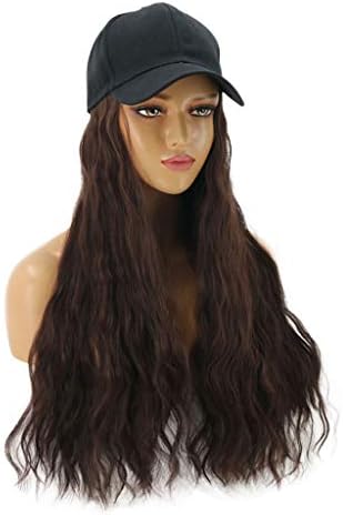 Keepmove Kış Kadın Uzun Düz Peruk Kap 30 İnç Uzun Saç beyzbol şapkası Topu Kapaklar Rahat Şapka Peruk