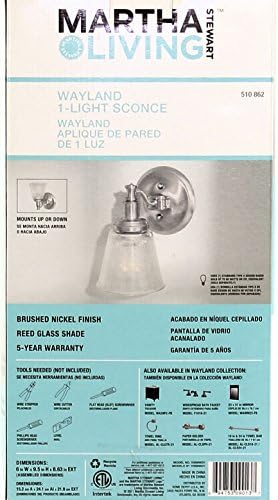 Martha Stewart Living Wayland Koleksiyonu 1-Hafif Fırçalanmış Nikel Duvar Apliği