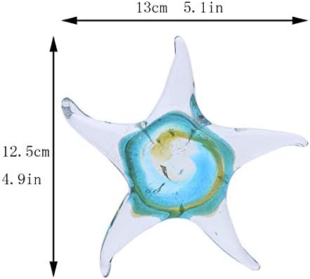 Qf Cam Yıldız Balık, Kristal El Yapımı Cam Üflemeli masa süsü, Denizyıldızı Heykelcik, Koleksiyon Süs, Açık ve Yeşil