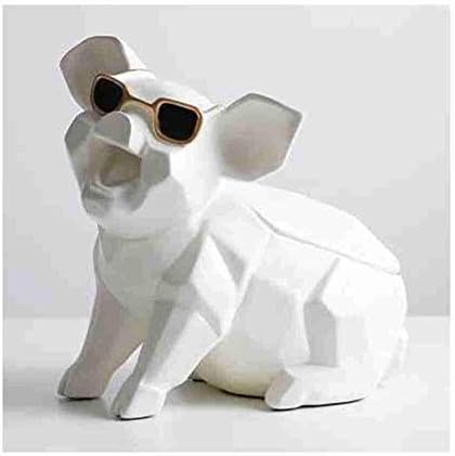 XUXUWA Doku Kutusu Yaratıcı Geometri Domuz Doku Tutucu Kaset kağıt tutucu Heykeller Soyut Beyaz Hayvanlar Heykelcik Koleksiyon