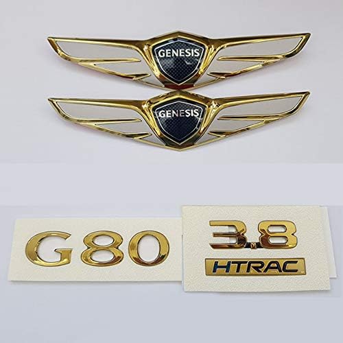 Automotiveapple G80 Altın Amblem Tam Set için 2017 2018 Hyundai Genesis G80 (3.8 Htrac (Altın))