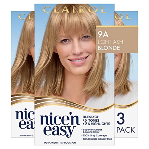 Clairol Nice'n Kolay Kalıcı Saç Boyası, 9A Açık Kül Sarı Saç Rengi, 3 Sayım