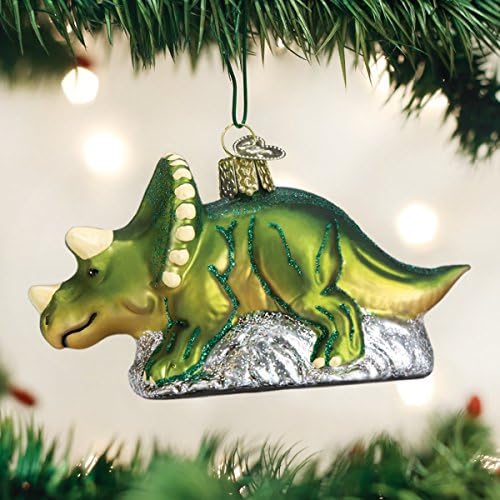 Noel Ağacı için Eski Dünya Noel Triceratops Cam Üflemeli Süsler