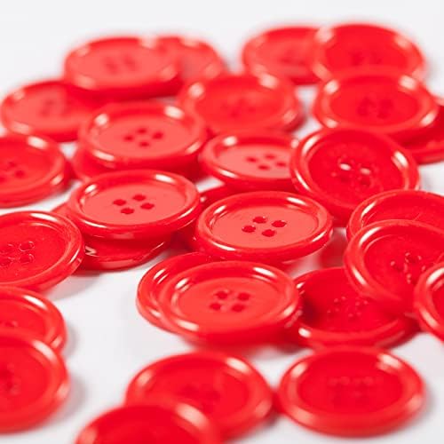 ninegridisland 1 inç 60 Adet Dikiş Plastik Reçine Kırmızı Düğmeler Flatback Büyük Düğmeler 4 Delik DIY Zanaat Dikiş Düğmeleri
